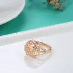 Kinel-Conjunto de pendientes y anillos para mujer, aretes con patrón hueco de oro rosa, moda étnica, conjunto de joyería para boda, 585 3