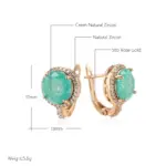 Kinel-pendientes colgantes de circón de corte redondo para mujer, Esmeralda, lujo, Color oro rosa 585, accesorios de boda, joyería fina para uso diario 2
