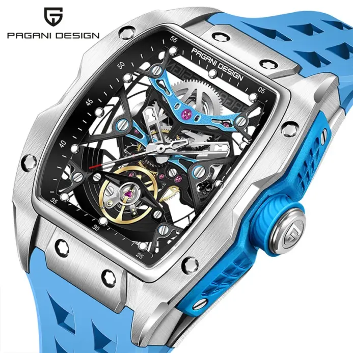 PAGANI DESIGN-relojes mecánicos con esqueleto hueco para hombre, 42MM, cristal de zafiro de lujo, automático, resistente al agua hasta 50M 1