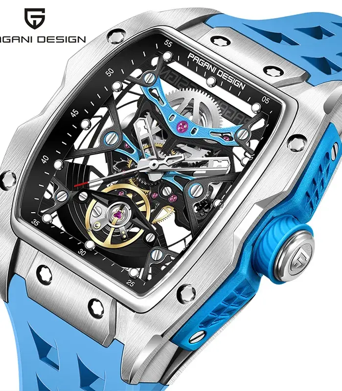 PAGANI DESIGN-relojes mecánicos con esqueleto hueco para hombre, 42MM, cristal de zafiro de lujo, automático, resistente al agua hasta 50M 1