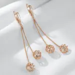 Kinel-pendientes largos con borlas para mujer, aretes colgantes a la moda, Color oro rosa 585, circonita Natural, joyería fina para uso diario, regalo de cristal 5