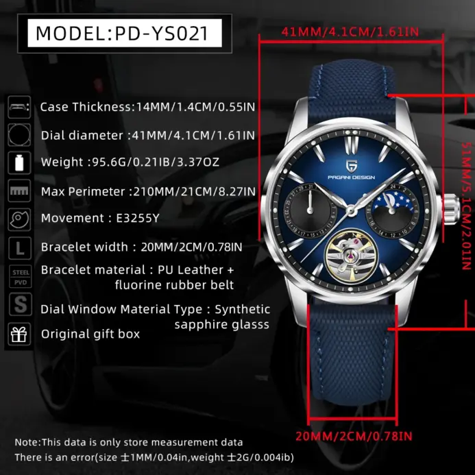 Reloj Mecánico para Hombre PAGANI DESIGN 2026 E3255Y 41mm Cristal de Zafiro Acero Inoxidable Calendario Resistente al Agua Reloj Hombre 2