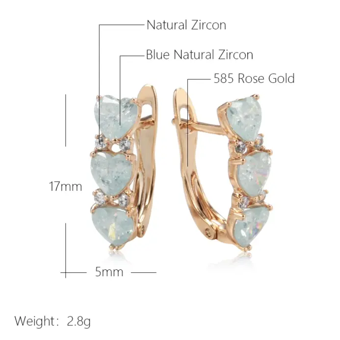Kinel-pendientes de circonita Natural para mujer, aretes sexys de Color oro rosa, flor inusual, joyería exagerada para fiesta, 585 2
