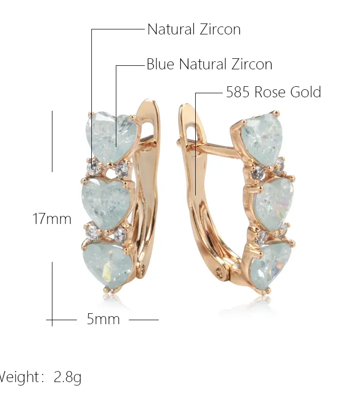 Kinel-pendientes de circonita Natural para mujer, aretes sexys de Color oro rosa, flor inusual, joyería exagerada para fiesta, 585 2
