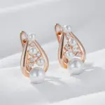 Pendientes Kinel únicos de perlas inglesas para mujer, moda 585, Color oro rosa, accesorios de boda para novia, joyería fina diaria, novedad de 2024 5