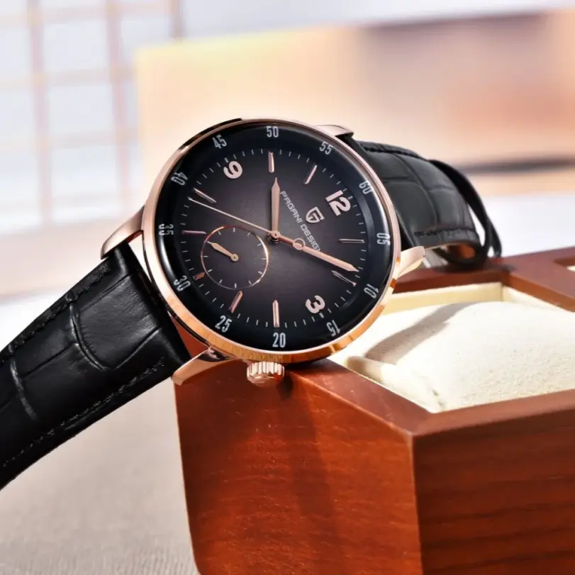 PAGANI DESIGN PD1790 reloj mecánico automático para hombre 10Bar resistente al agua cristal de zafiro reloj de pulsera de cuero de ocio de moda para hombre 5