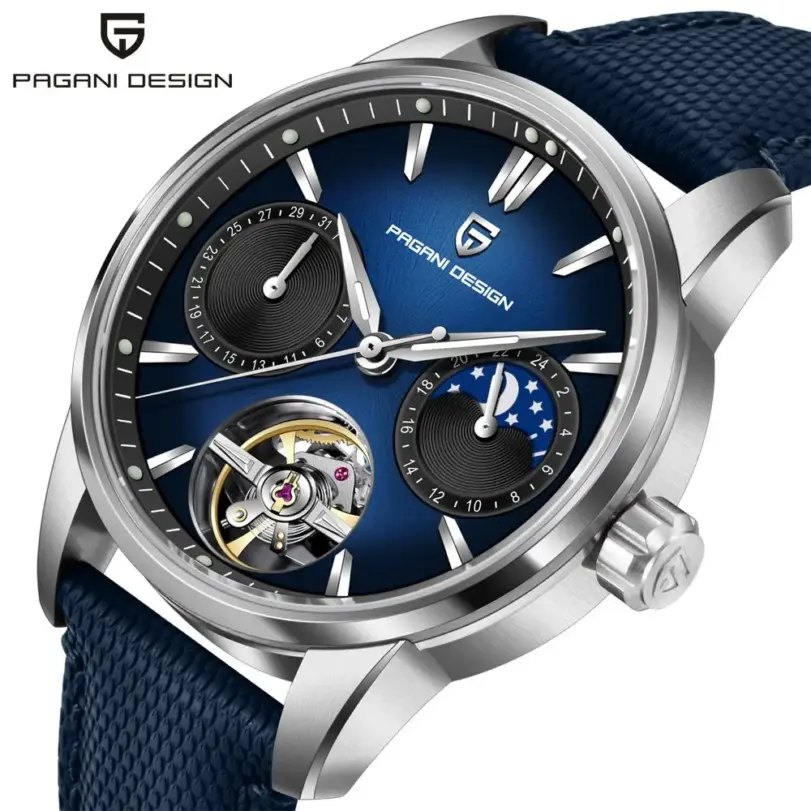 Reloj Mecánico Automático de Lujo Pagani Design PD-YS021, 41MM, para Hombre, Acero Inoxidable, Resistente al Agua 100m 1