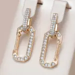 Kinel moda 585 pendientes de gota cuadrados de Color oro rosa para mujer accesorios de circón Natural blanco completo joyería fina diaria 1