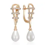 Kinel-pendientes de gota de agua con perlas para mujer, aretes de lujo, Color oro rosa 585, accesorios de circón Natural, joyería fina diaria 6