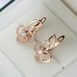 Kinel Trend-pendientes colgantes de circonita Natural para mujer, flor hueca bonita, Color oro rosa 585, joyería diaria creativa a la moda para chicas 3
