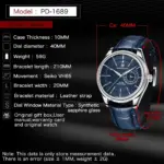Reloj de Cuarzo para Hombre PAGANI Design PD1689, Movimiento Japonés VH65, Cristal de Zafiro, Correa de Cuero, Resistente al Agua 20 Bar, Reloj de Pulsera para Hombre 2