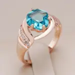 Kinel-Anillo grande de piedra azul para mujer, diseño único, Color oro rosa 585, con circonita Natural, joyería de boda Vintage 1 Kinel-Anillo grande de piedra azul para mujer, diseño único, Color oro rosa 585, con circonita Natural, joyería de boda Vintage 1