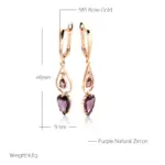 Kinel-pendientes largos de circonita Natural púrpura para mujer, accesorios de gota de agua de oro rosa 585, joyería diaria para boda 2