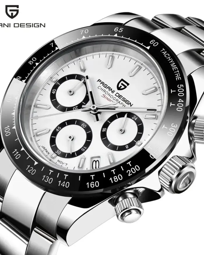 Reloj de Pulsera PAGANI DESIGN PD-1644 para Hombre, Reloj de Cuarzo con Bisel de Cerámica, Movimiento Japonés VK63, Cristal de Zafiro, Resistente al Agua hasta 100 m, Cronógrafo 1