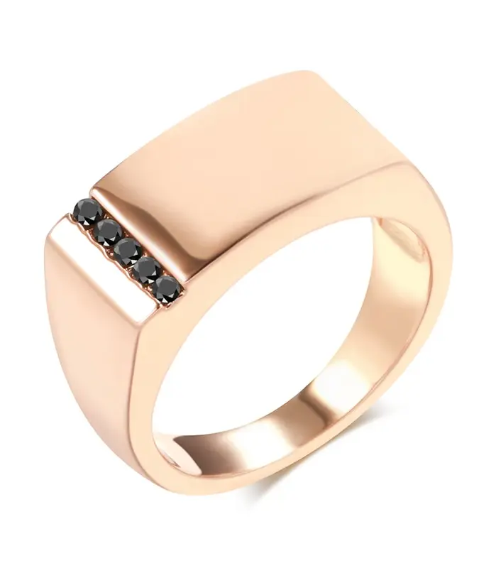 moda novedosa, anillo brillante de talla grande para hombre, oro rosa 585, anillo cuadrado Simple de circón Natural negro, joyería fina diaria de alta calidad 1