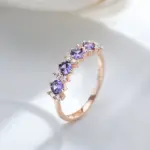 Anillo de circón Natural púrpura brillante para mujer, Color oro rosa 585, banda de boda redonda a juego, joyería fina diaria 3 Anillo de circón Natural púrpura brillante para mujer, Color oro rosa 585, banda de boda redonda a juego, joyería fina diaria 3