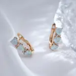 Kinel-pendientes de circonita Natural para mujer, aretes sexys de Color oro rosa, flor inusual, joyería exagerada para fiesta, 585 5