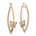Kinel nueva moda pendientes de mariposa geométricos 2022 Micro incrustaciones de circón Natural 585 pendiente de gota larga de oro rosa joyería Vintage 6