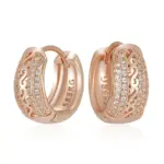 Kinel-pendientes de aro de Color oro rosa 585, diseño hueco étnico, accesorios de circón Natural, joyería fina diaria, regalos 6