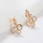 Kinel Trend-pendientes colgantes de circonita Natural para mujer, flor hueca bonita, Color oro rosa 585, joyería diaria creativa a la moda para chicas 4