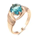 Kinel-Anillo grande de piedra azul para mujer, diseño único, Color oro rosa 585, con circonita Natural, joyería de boda Vintage 6 Kinel-Anillo grande de piedra azul para mujer, diseño único, Color oro rosa 585, con circonita Natural, joyería de boda Vintage 6
