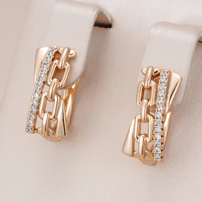 Kinel-pendientes colgantes de lujo para mujer, aretes colgantes de Color oro rosa 585, recorte geométrico, accesorios de circón Natural, joyería Vintage de moda 1