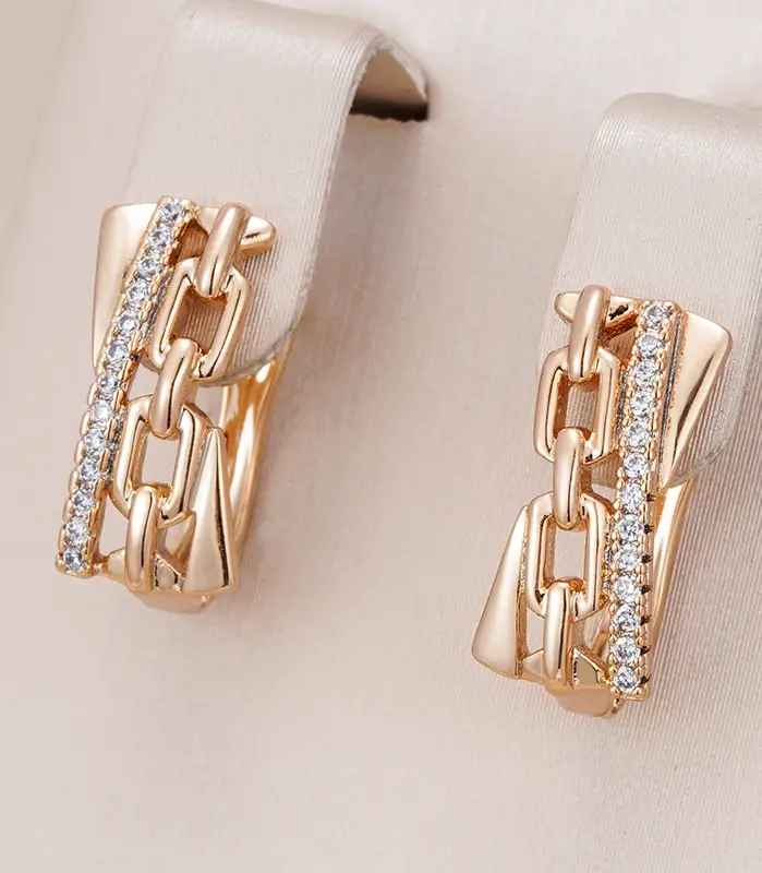 Kinel-pendientes colgantes de lujo para mujer, aretes colgantes de Color oro rosa 585, recorte geométrico, accesorios de circón Natural, joyería Vintage de moda 1