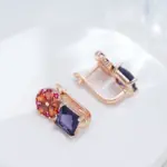 Pendientes Kinel cuadrados de circonita Natural púrpura para mujer, joyería de flores de Color oro rosa 585 4