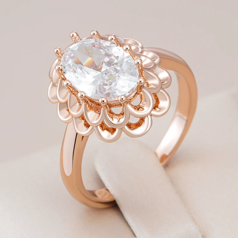 Anillo de circón Natural ovalado grande clásico para mujer, moda 585, Color oro rosa, flor de cristal, joyería Vintage diaria 1 Anillo de circón Natural ovalado grande clásico para mujer, moda 585, Color oro rosa, flor de cristal, joyería Vintage diaria 1
