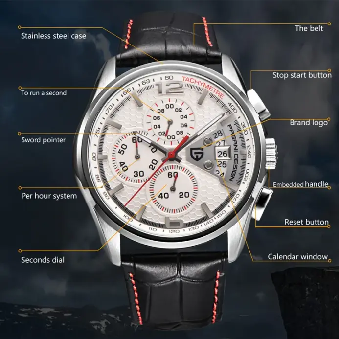 Reloj Cronógrafo PAGANI DESIGN para Hombre, Reloj de Cuarzo Multifunción Deportivo, Resistente al Agua, Reloj Masculino 2026 2