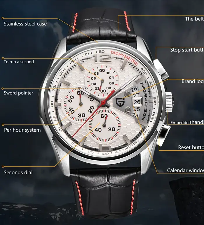 Reloj Cronógrafo PAGANI DESIGN para Hombre, Reloj de Cuarzo Multifunción Deportivo, Resistente al Agua, Reloj Masculino 2026 2