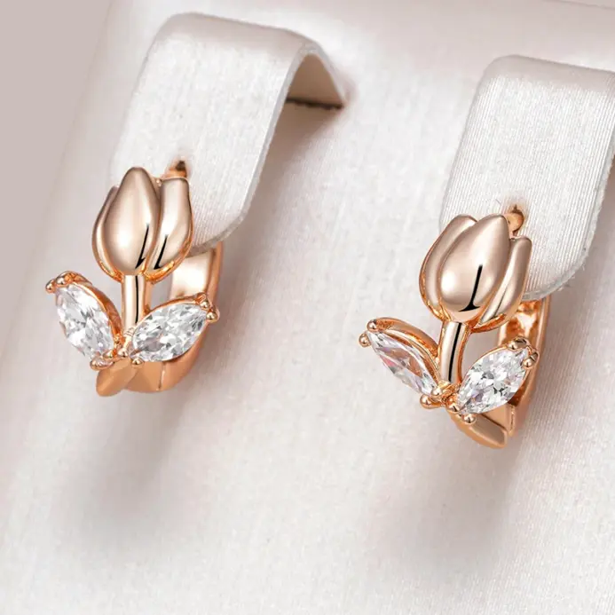 Kinel-pendientes colgantes de Color oro rosa 585, accesorios de circón Natural brillante para mujer, joyería diaria para niños, regalos de navidad 1
