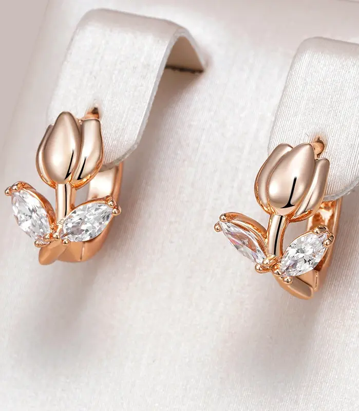 Kinel-pendientes colgantes de Color oro rosa 585, accesorios de circón Natural brillante para mujer, joyería diaria para niños, regalos de navidad 1