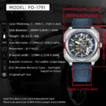 Reloj PAGANI DESIGN para hombre, relojes mecánicos automáticos huecos cuadrados de acero inoxidable para hombre, relojes de pulsera con espejo de zafiro para hombre 2