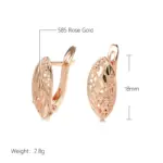 Kinel nuevos pendientes de novia de oro rosa 585, joyería étnica de moda diaria para boda, pendientes colgantes de flores huecas inusuales para mujer 2