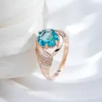 Kinel-Anillo grande de piedra azul para mujer, diseño único, Color oro rosa 585, con circonita Natural, joyería de boda Vintage 3 Kinel-Anillo grande de piedra azul para mujer, diseño único, Color oro rosa 585, con circonita Natural, joyería de boda Vintage 3