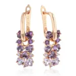 Pendientes Kinel de gota de circón Natural púrpura brillante para mujer tendencia 585 Color oro rosa novia boda joyería fina regalo de cristal 6