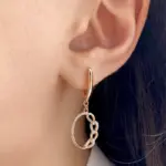 Kienl-pendientes colgantes étnicos de oro rosa para mujer, aretes de boda Vintage con circonita Natural en inglés, joyería diaria, 585 3