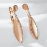 Kinel Trend 585 pendientes de gota brillantes de Color oro rosa para mujer moda creativa circón Natural joyería diaria romántica única 5