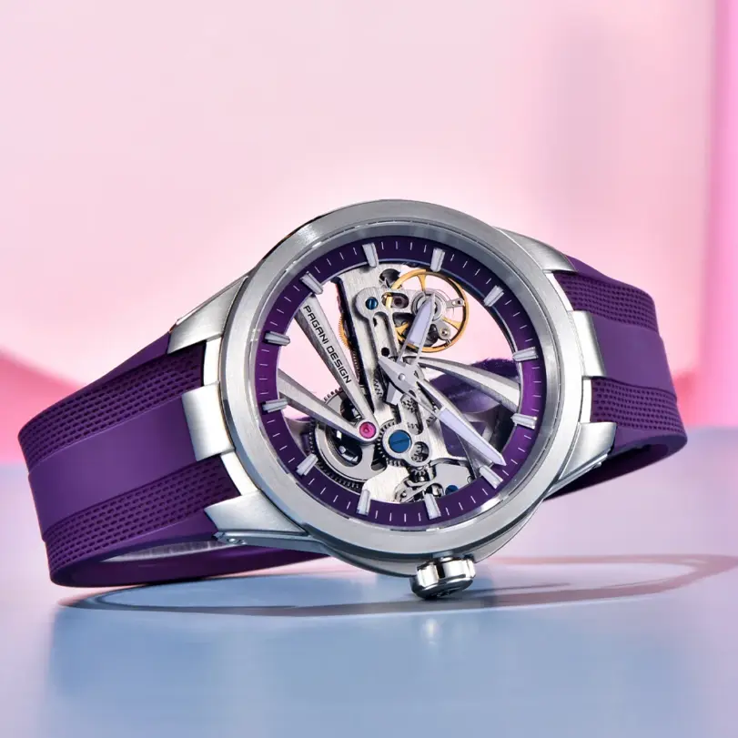 Pagani diseña un nuevo reloj mecánico hueco para hombre con cristal de zafiro con revestimiento AR, acero inoxidable, resistente al agua y automático. 6
