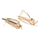 Kinel-Juego de anillos y pendientes de oro rosa 585 para mujer, conjunto de joyería de boda, Micro pavé, circonita Natural negra, anillo de dedo retorcido, novia 6