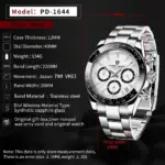 Reloj de Pulsera PAGANI DESIGN PD-1644 para Hombre, Reloj de Cuarzo con Bisel de Cerámica, Movimiento Japonés VK63, Cristal de Zafiro, Resistente al Agua hasta 100 m, Cronógrafo 2