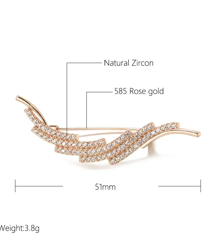 Kinel fino-broche de oro rosa 585 para mujer, joyería de boda creativa, única, hueca, circón Natural, 2022 2