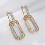 Kinel moda 585 pendientes de gota cuadrados de Color oro rosa para mujer accesorios de circón Natural blanco completo joyería fina diaria 5