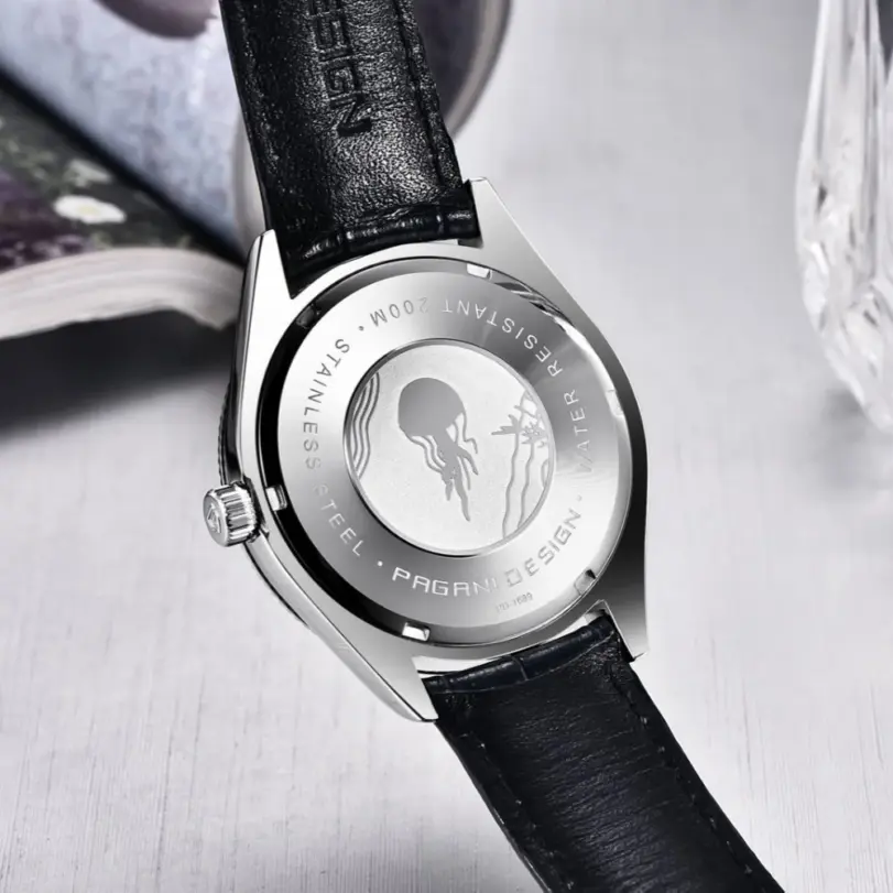 Reloj de Cuarzo para Hombre PAGANI Design PD1689, Movimiento Japonés VH65, Cristal de Zafiro, Correa de Cuero, Resistente al Agua 20 Bar, Reloj de Pulsera para Hombre 4