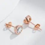 Pendientes Kinel de circonita Natural a la moda para mujer, pendientes redondos simples de Color oro rosa 585, joyería fina diaria de alta calidad 4