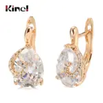 Kinel-pendientes de circonita Natural con forma de gota de agua caliente para mujer, Color oro rosa 585, joyería fina diaria para fiesta de boda y novia 6