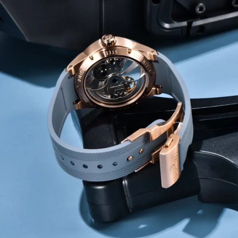 Reloj Mecánico Pagani Design para Hombre, con Cristal de Zafiro, Caja de Acero Inoxidable, Correa de Caucho, Resistente al Agua 10 Bar, Automático 6