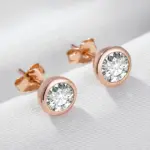 Pendientes Kinel de circonita Natural a la moda para mujer, pendientes redondos simples de Color oro rosa 585, joyería fina diaria de alta calidad 5