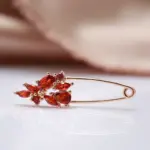 Kinel-broche fino de oro rosa 585 para mujer, joyería creativa de moda para boda, ojal de circón Natural rojo único, novedad de 2022 4